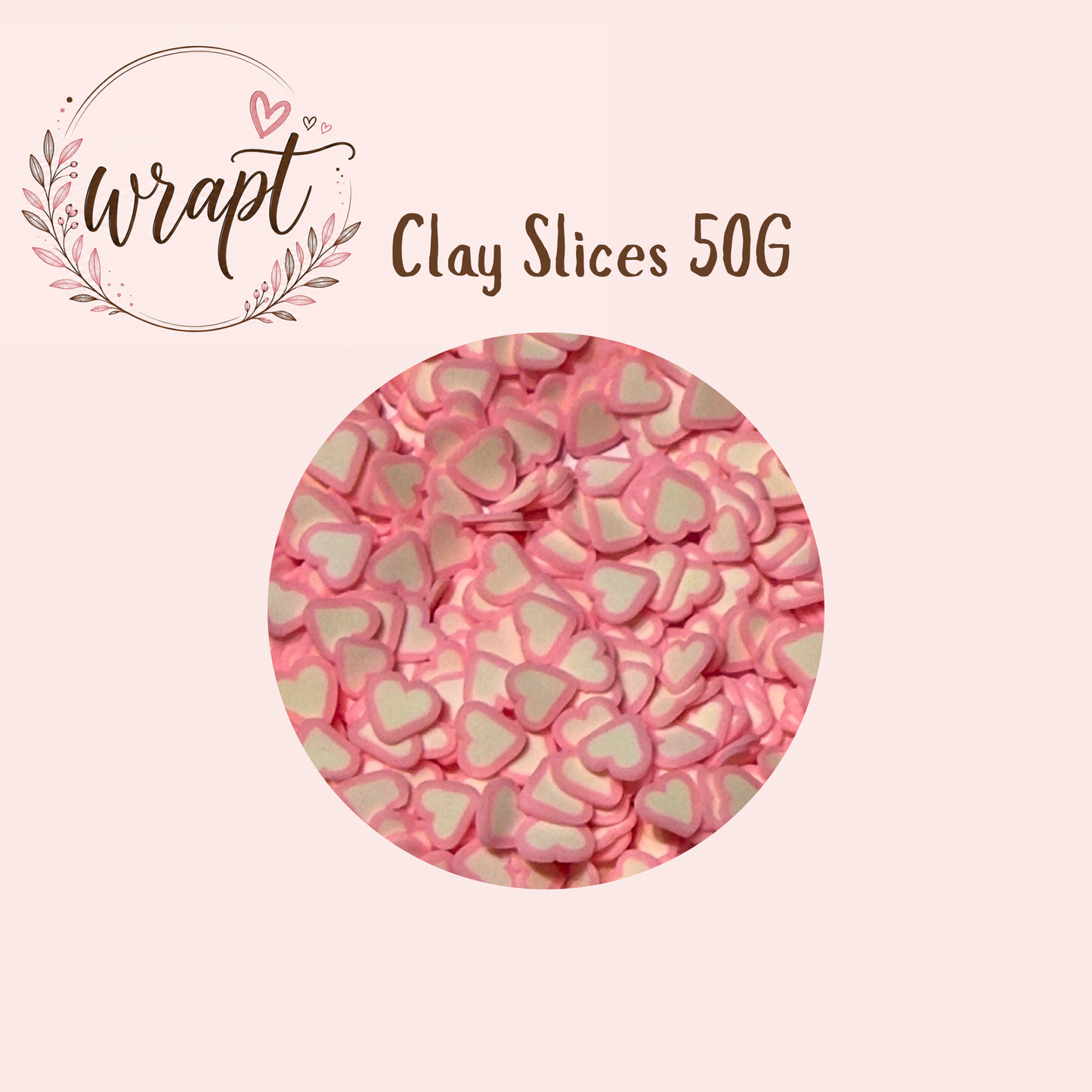 Polymer Clay Slices 50g -pink hearts