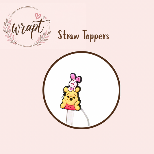 Straw Topper  - Bear and Pig 2