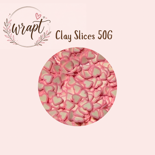Polymer Clay Slices 50g -pink hearts