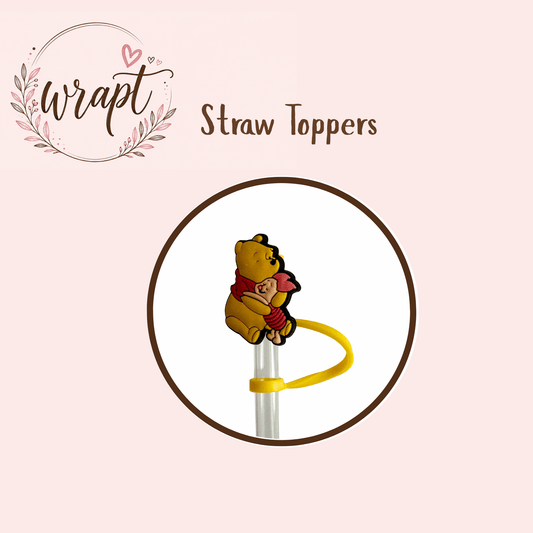 Straw Topper  - Bear and Pig
