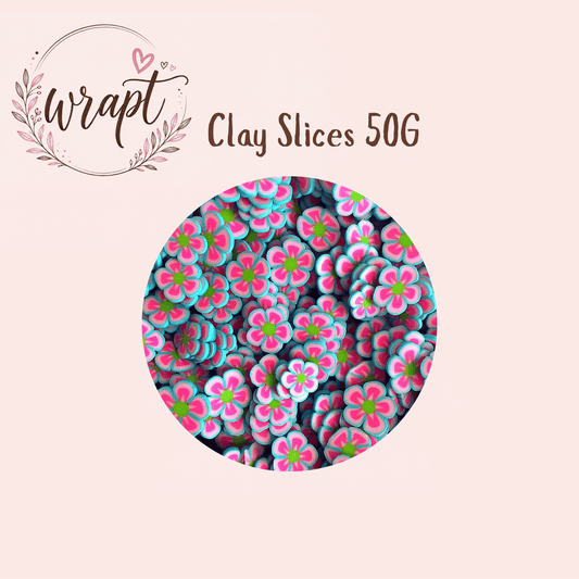 Polymer Clay Slices 50g -Blue Flowers
